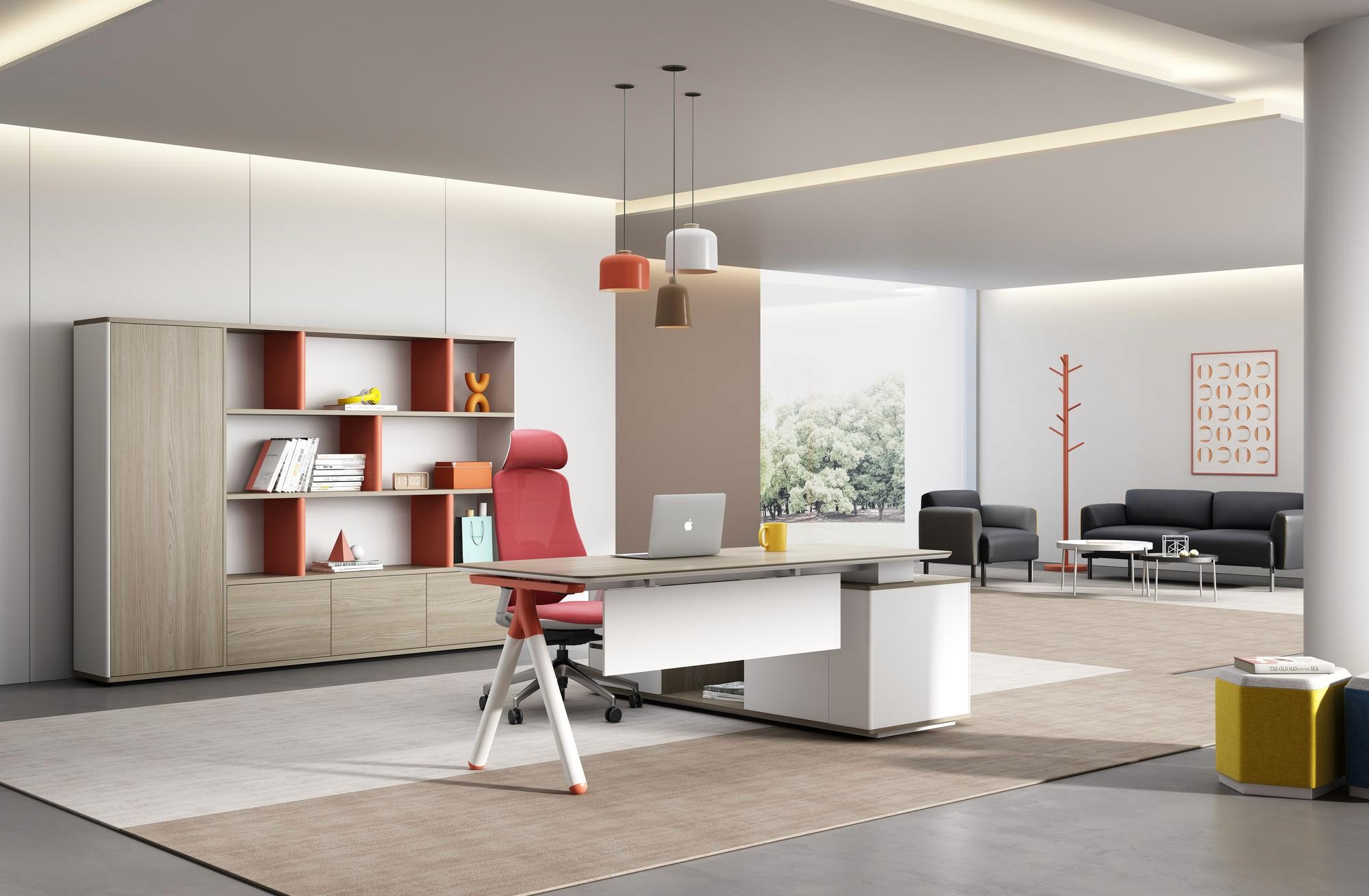 辦公室室內設計:牆面金屬拉絲會議室及餐廳導向指示牌,配合現代化機場企業辦公室空間規劃。