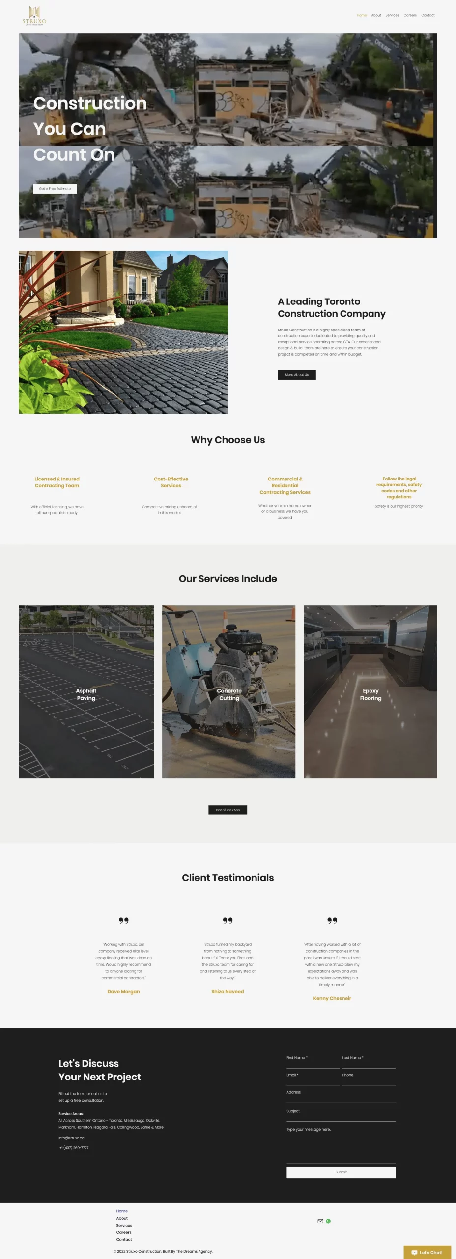 home struxo website developed & designed by Dreams Agency Mississauga, Ontario