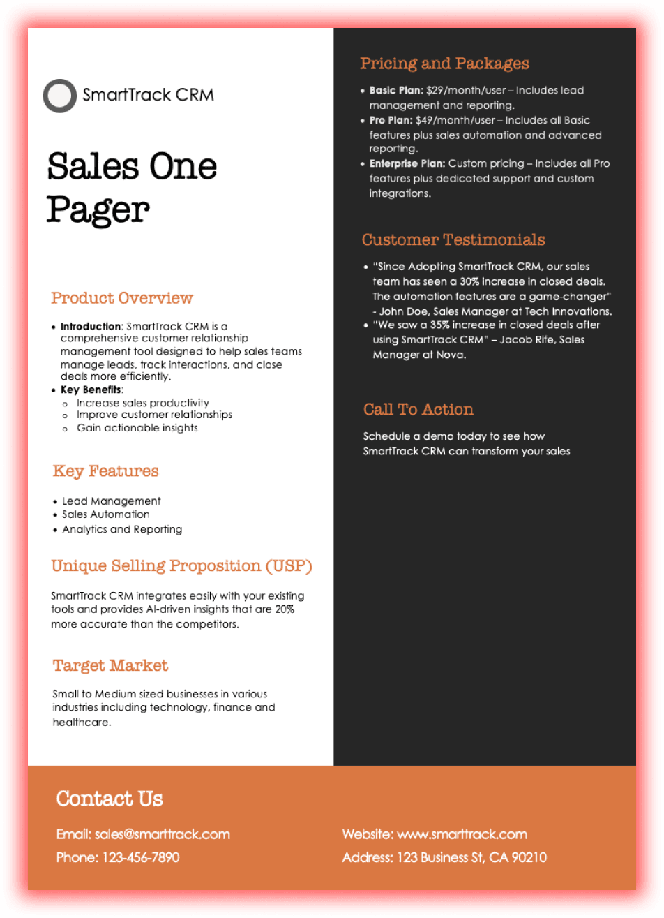 Sales One-Pager Template