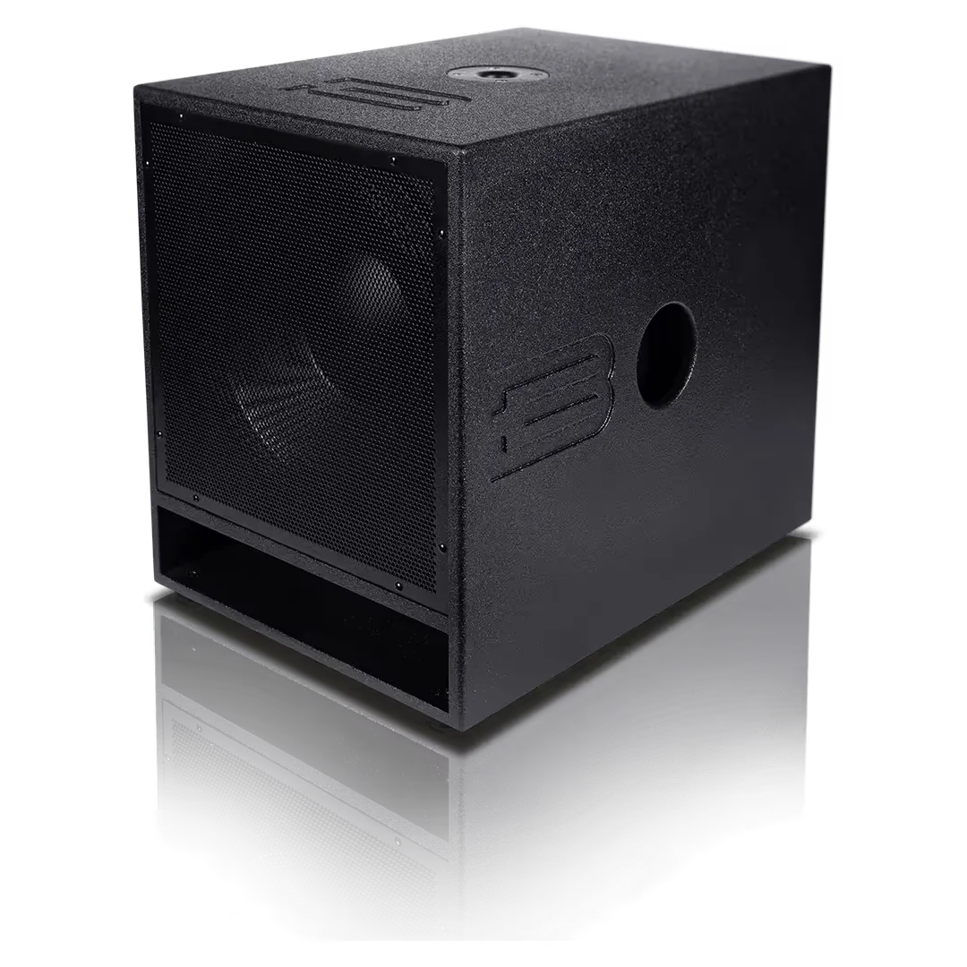 Black 3B subwoofer with reflective surface
