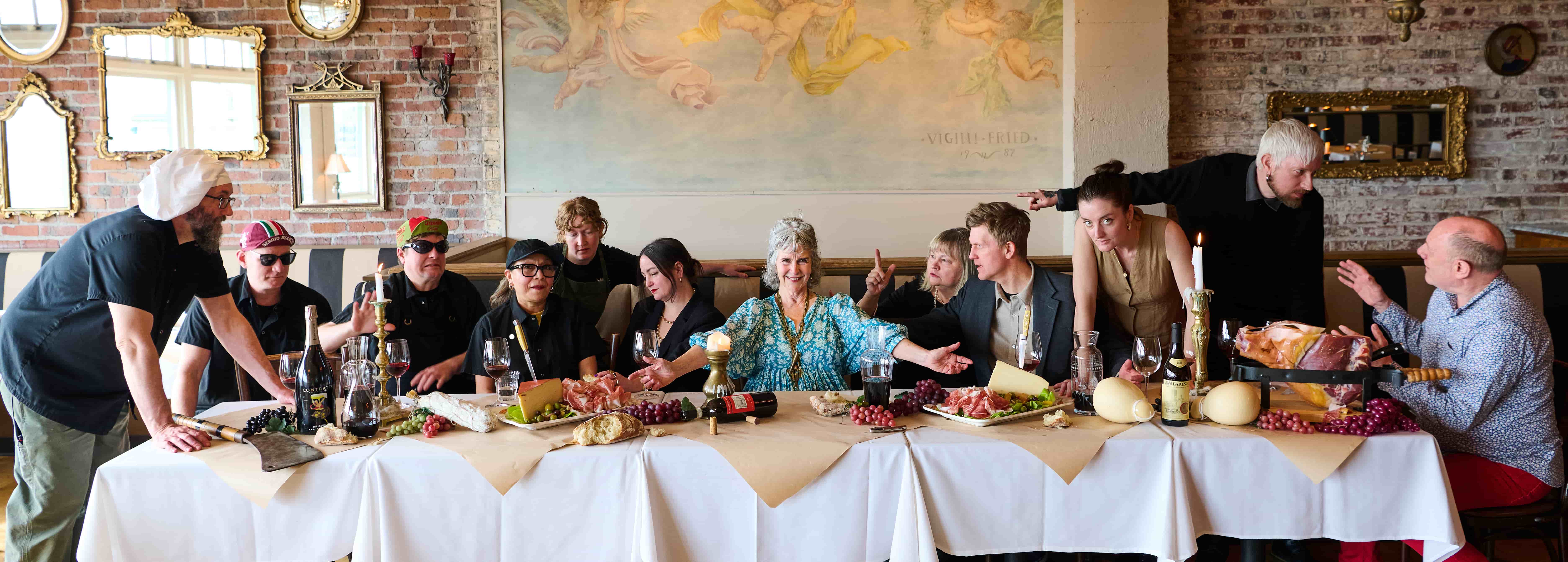 Picture of The Pink Door Management staff depicting the Last Supper.