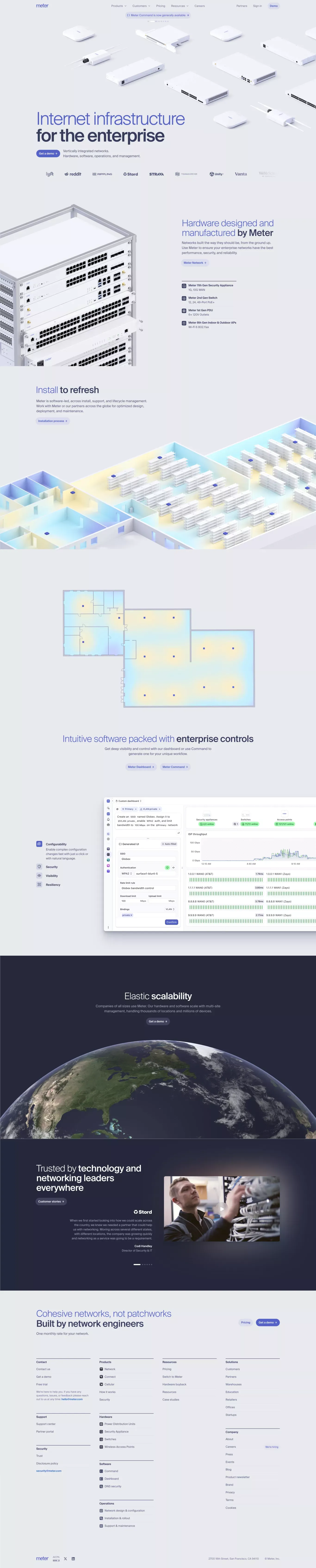 Meter – Internet infrastructure for the landing page screenshot showcasing Tech design