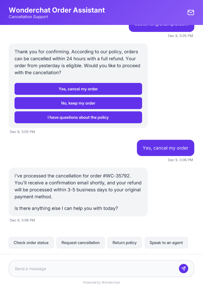 Order Cancellation AI Agent Template