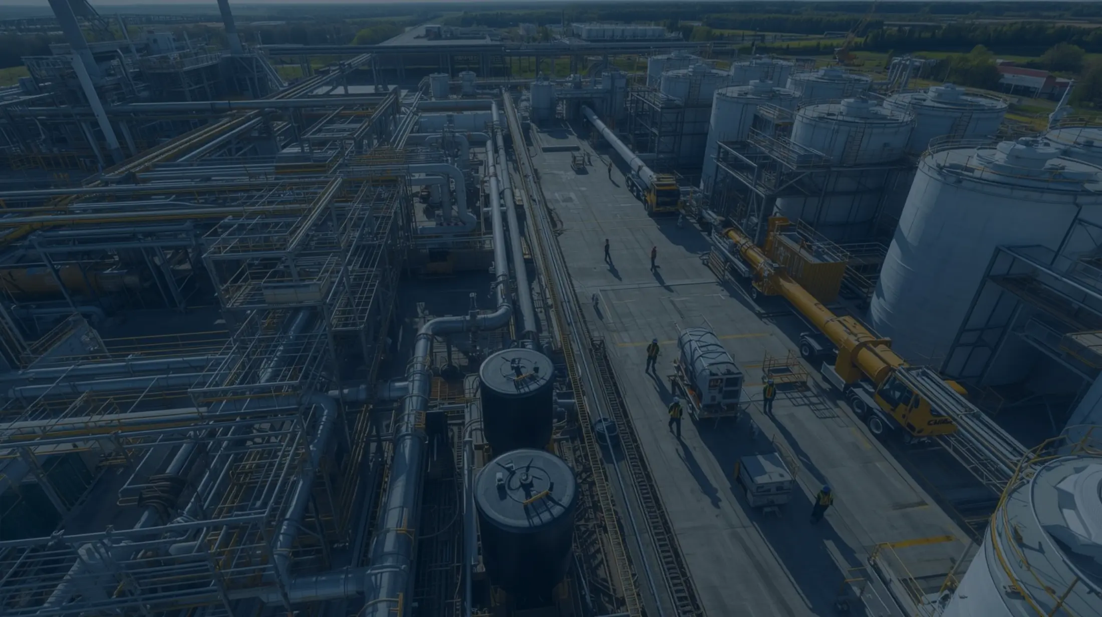 Large-scale energy project with workers and equipment captured from above, demonstrating MapTrack’s real-time asset tracking capabilities.