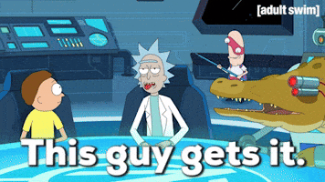 Animated clip from Rick and Morty with the caption this guy gets it, reacting to the Yale study finding.
