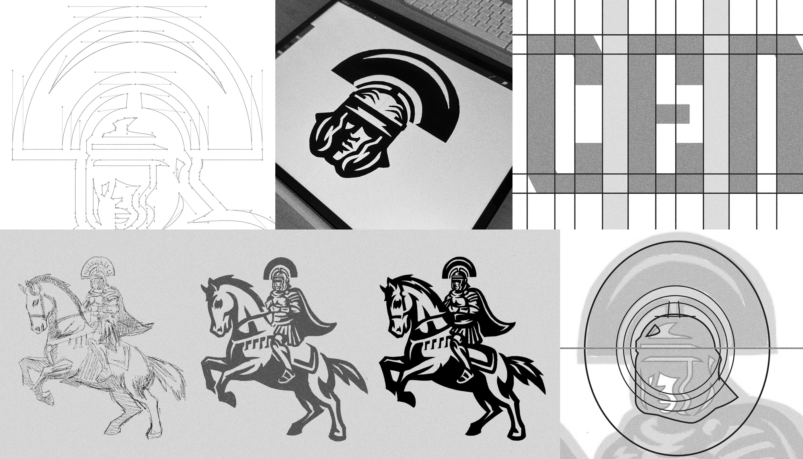 Centurion Sportswear logo sketches and vector process.