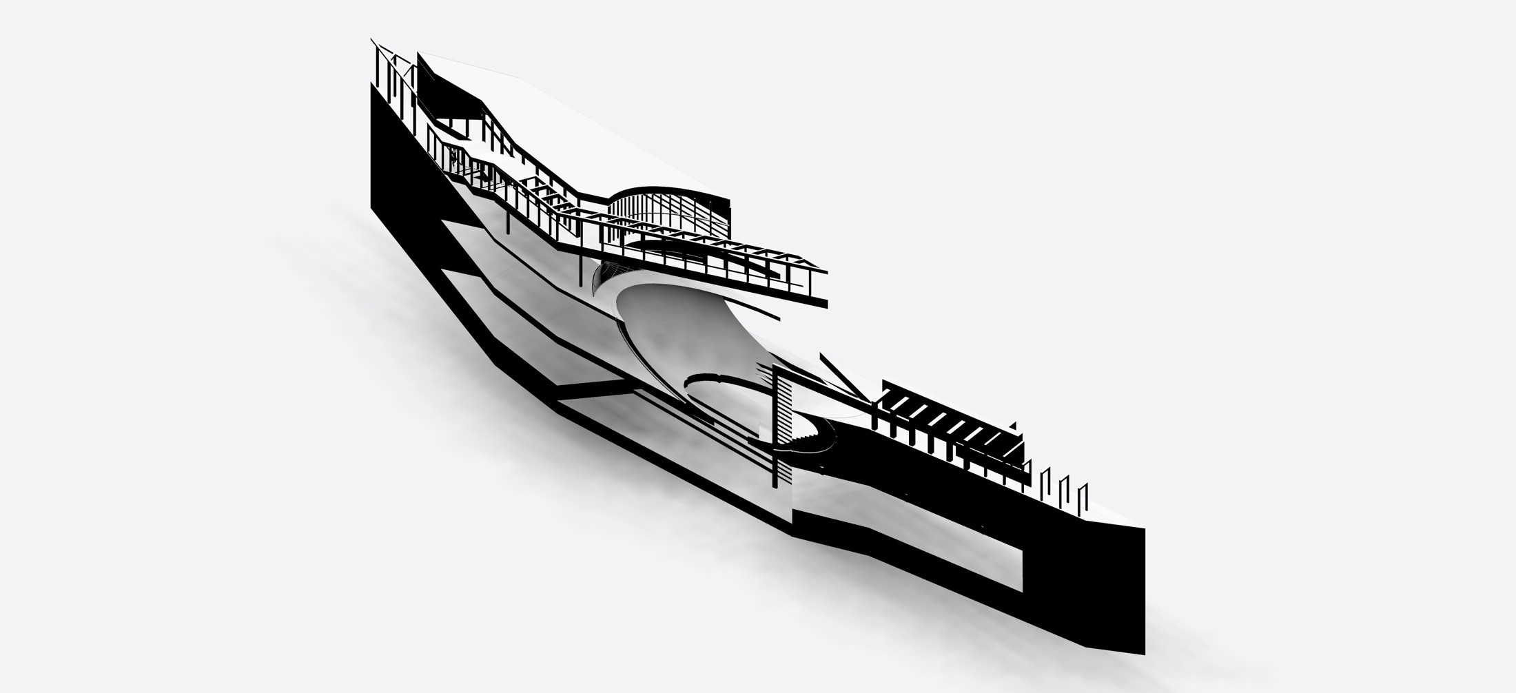 Fourth design: sectional study of circulation and structure.