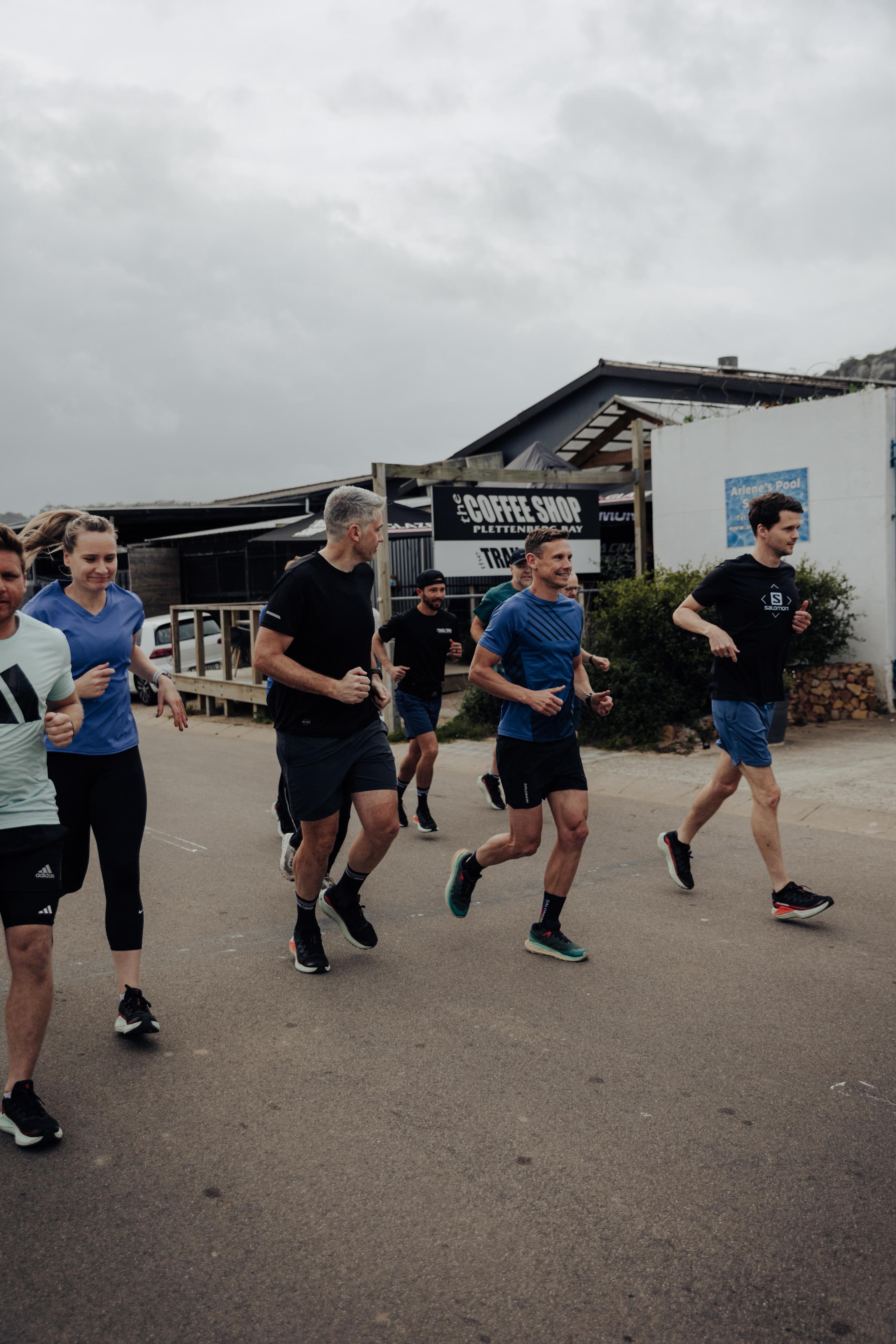 Runners at the start of The Trail Shop Tuesday Urban Shuffle run