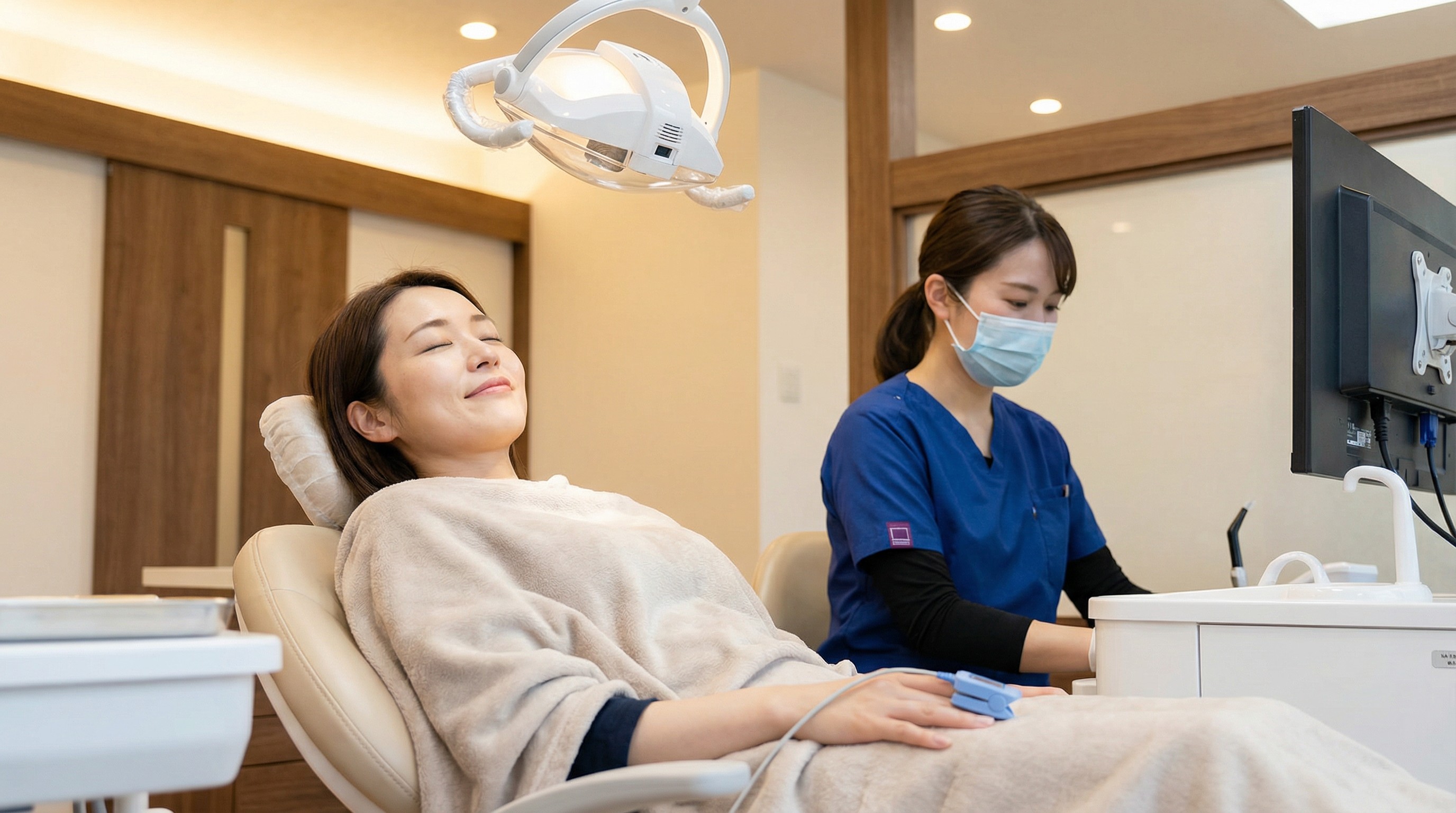 Patient peacefully relaxed under sedation dentistry showing comfort and anxiety-free dental treatment experience
