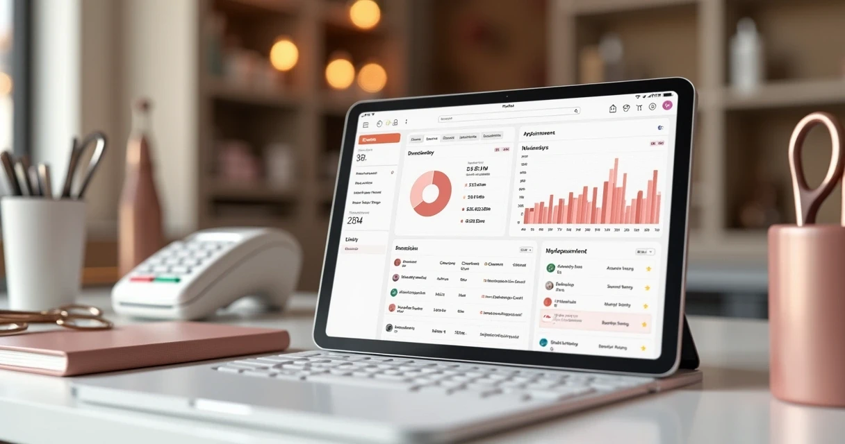 Painel com agenda e controle financeiro em salão de beleza
