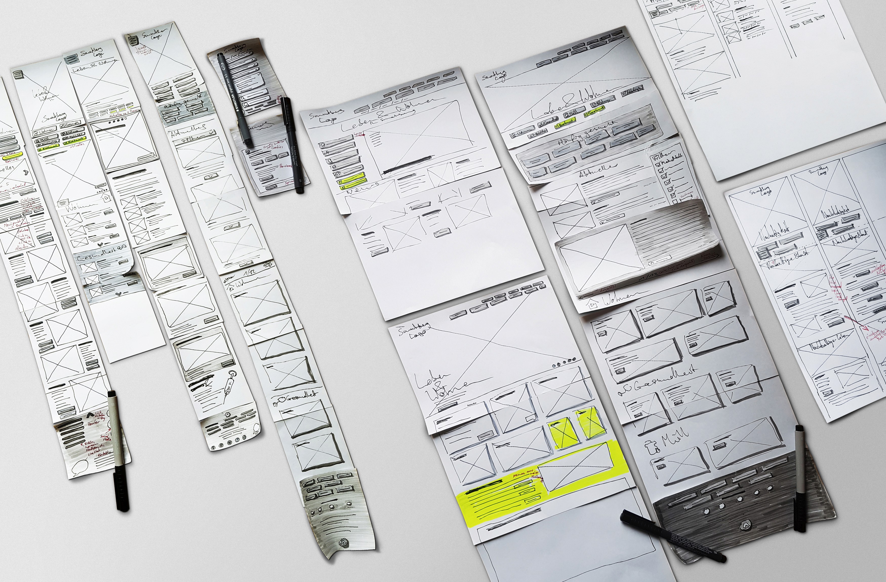 Scribbles der Wireframes