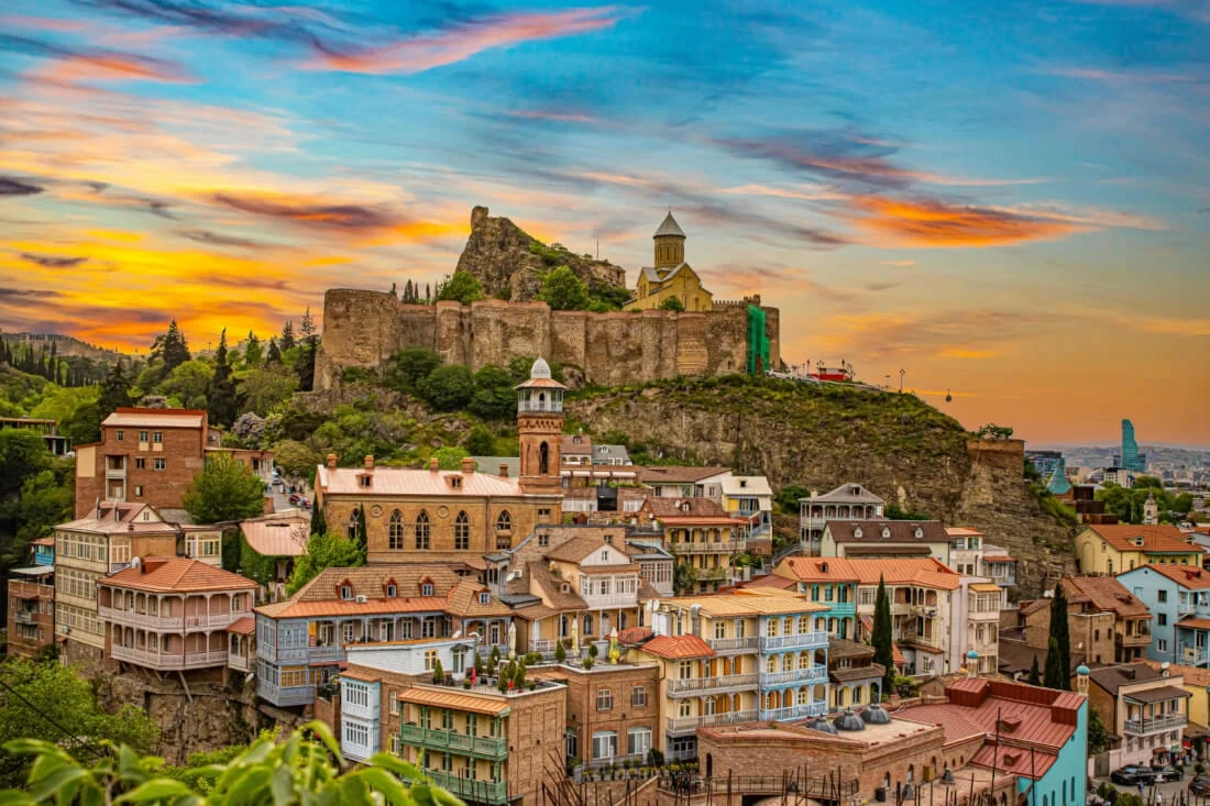 Tbilisi skyline at sunset