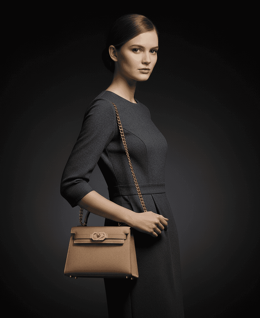 model carrying the purse