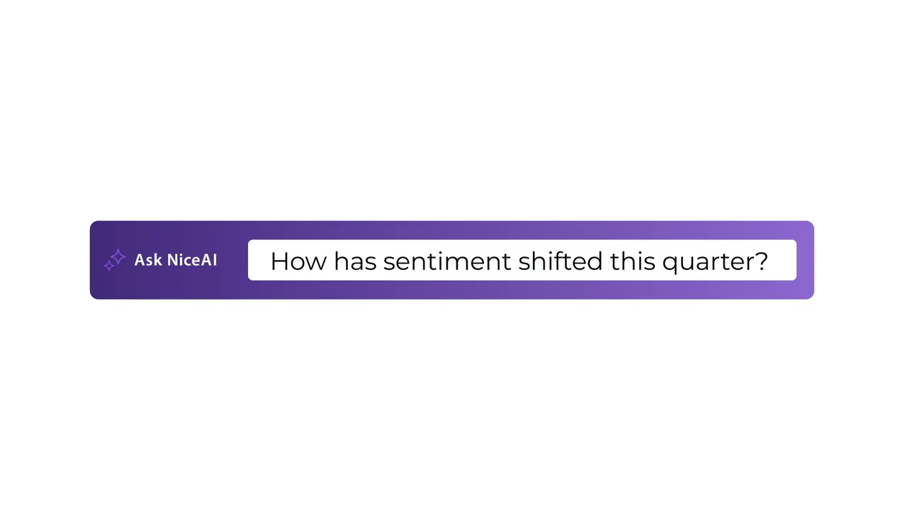A purple search bar asks how customer sentiment has shifted this quarter