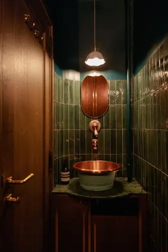 Détail d’ambiance de la pièce lavabo