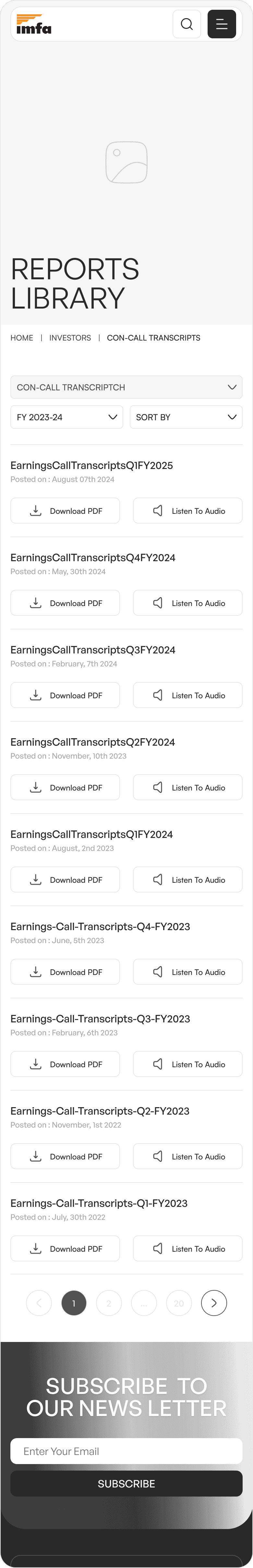 Concall transcript wireframe