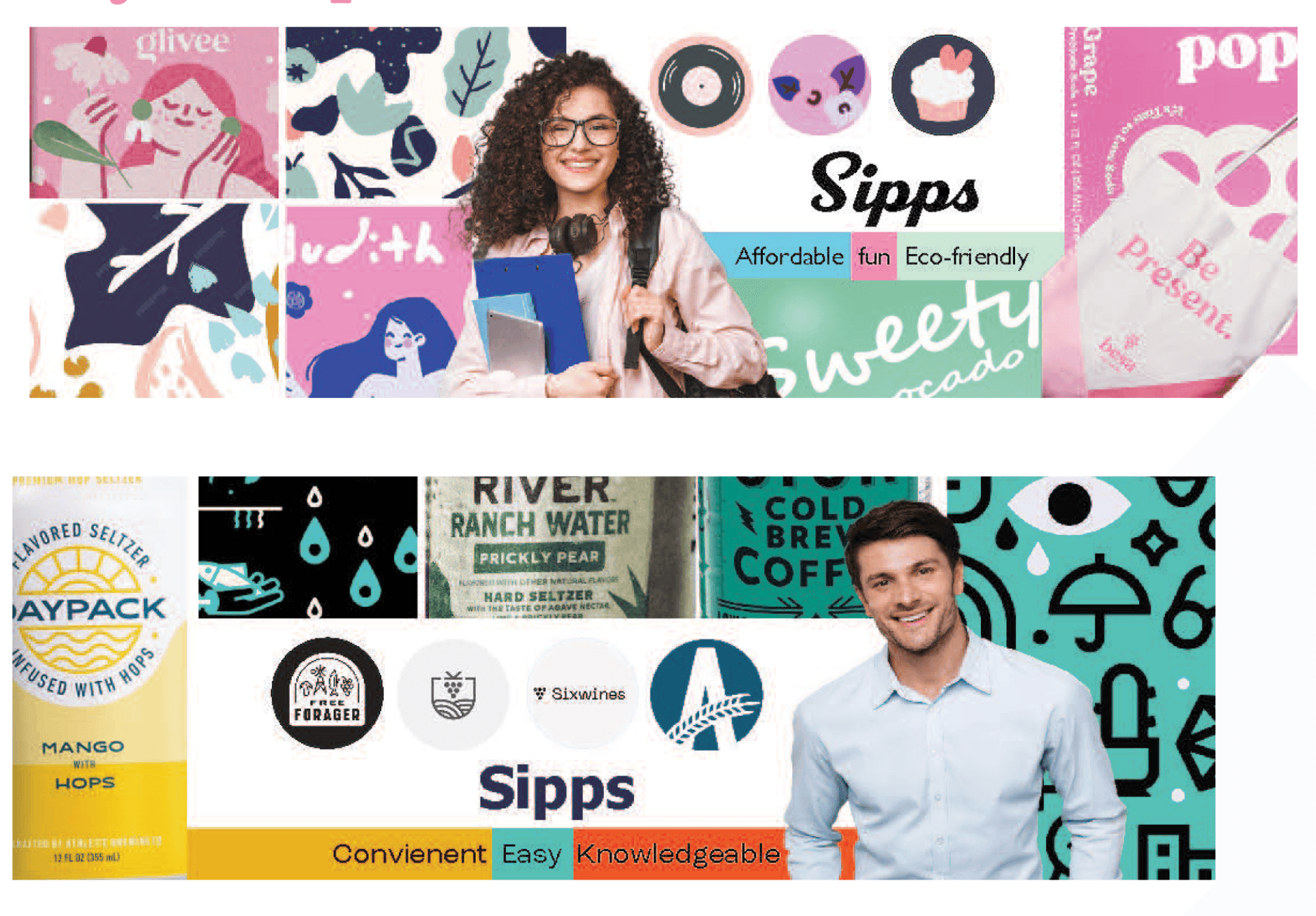 Stylescape showing target personas - Gen Z style for novice wine drinkers