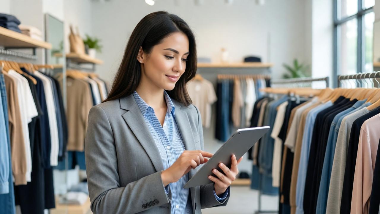 Woman shopping online on a laptop at home