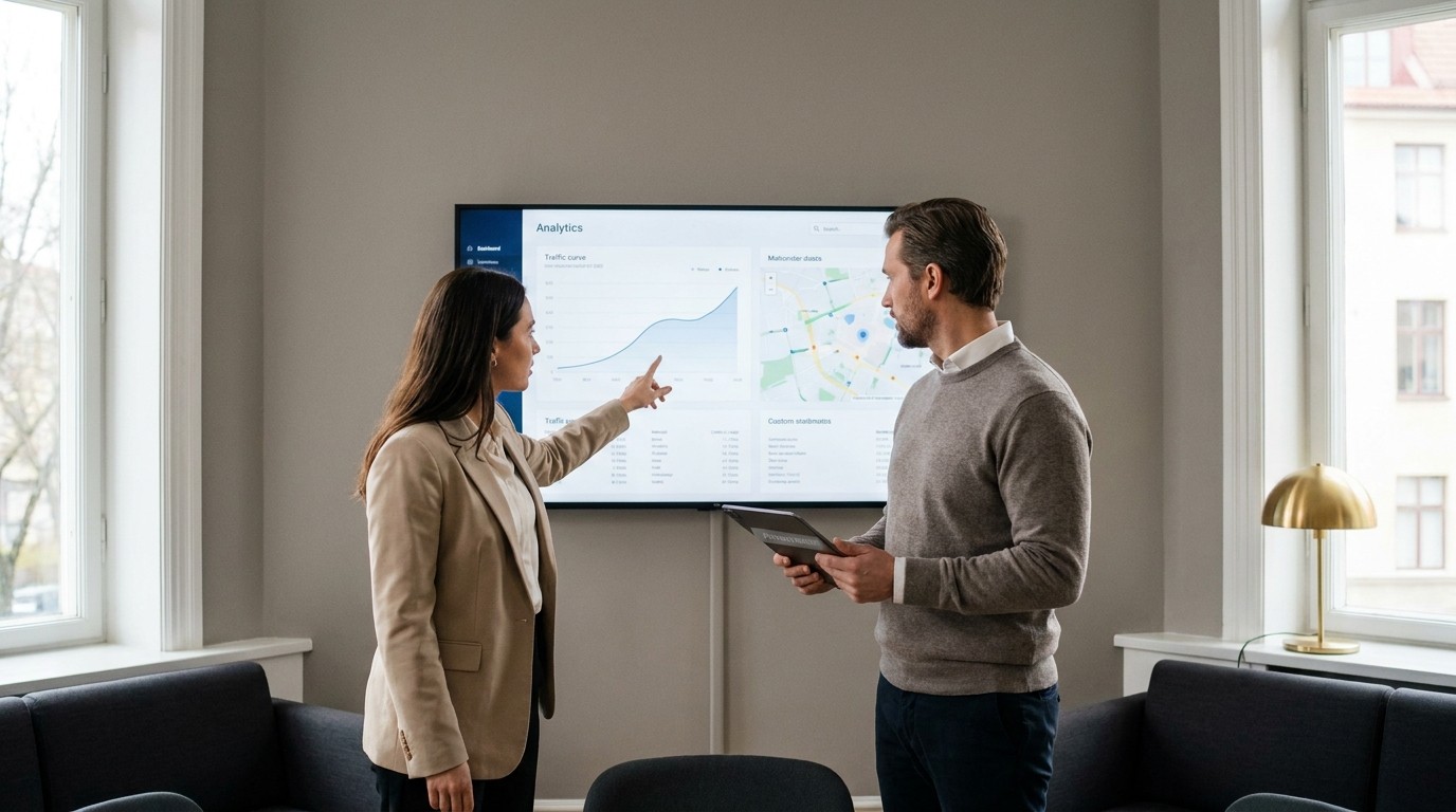 Team wertet nach dem Website Launch Kennzahlen und Tracking aus