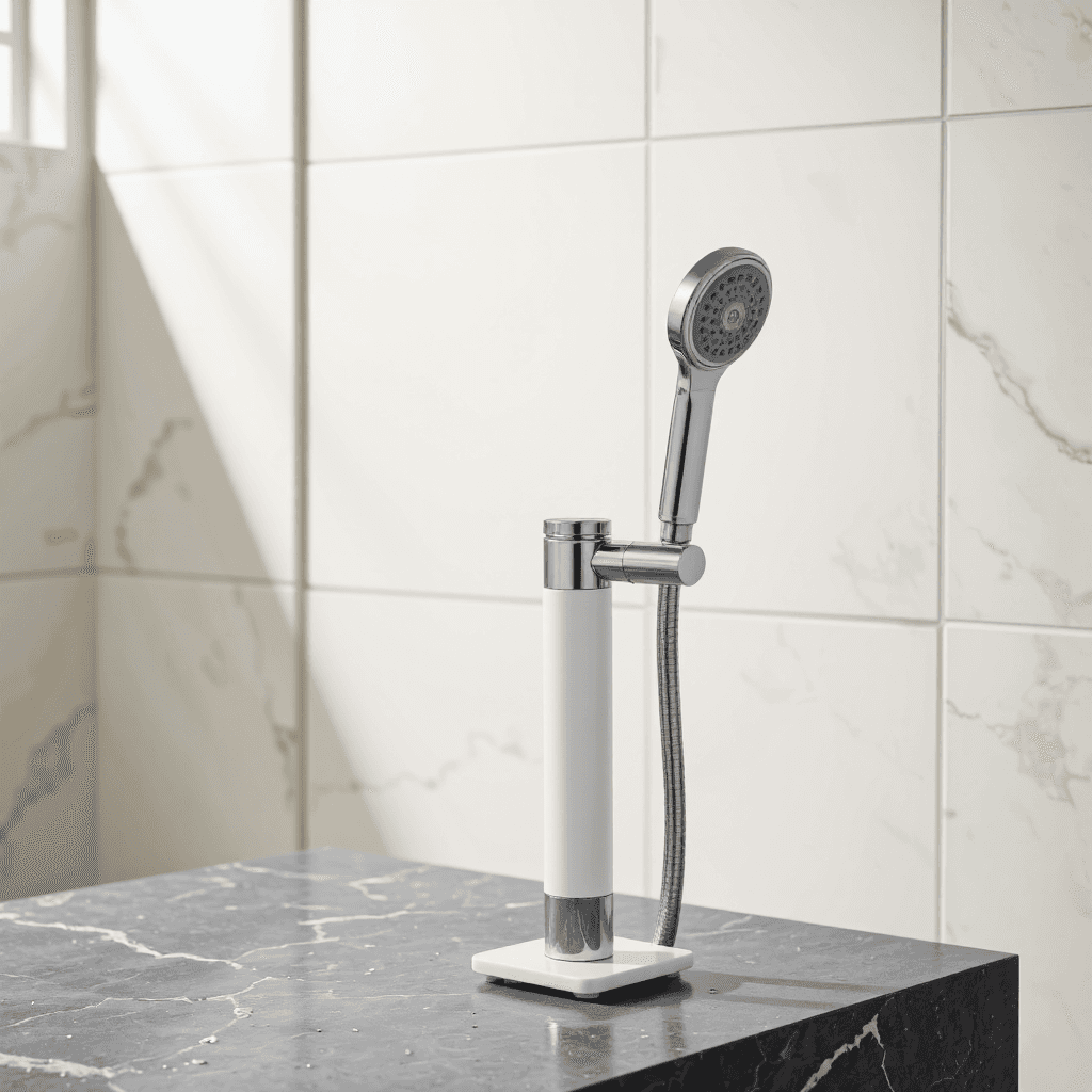 product photography of a shower hose holder