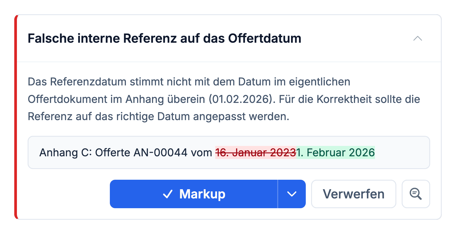 Proofread Benutzeroberfläche