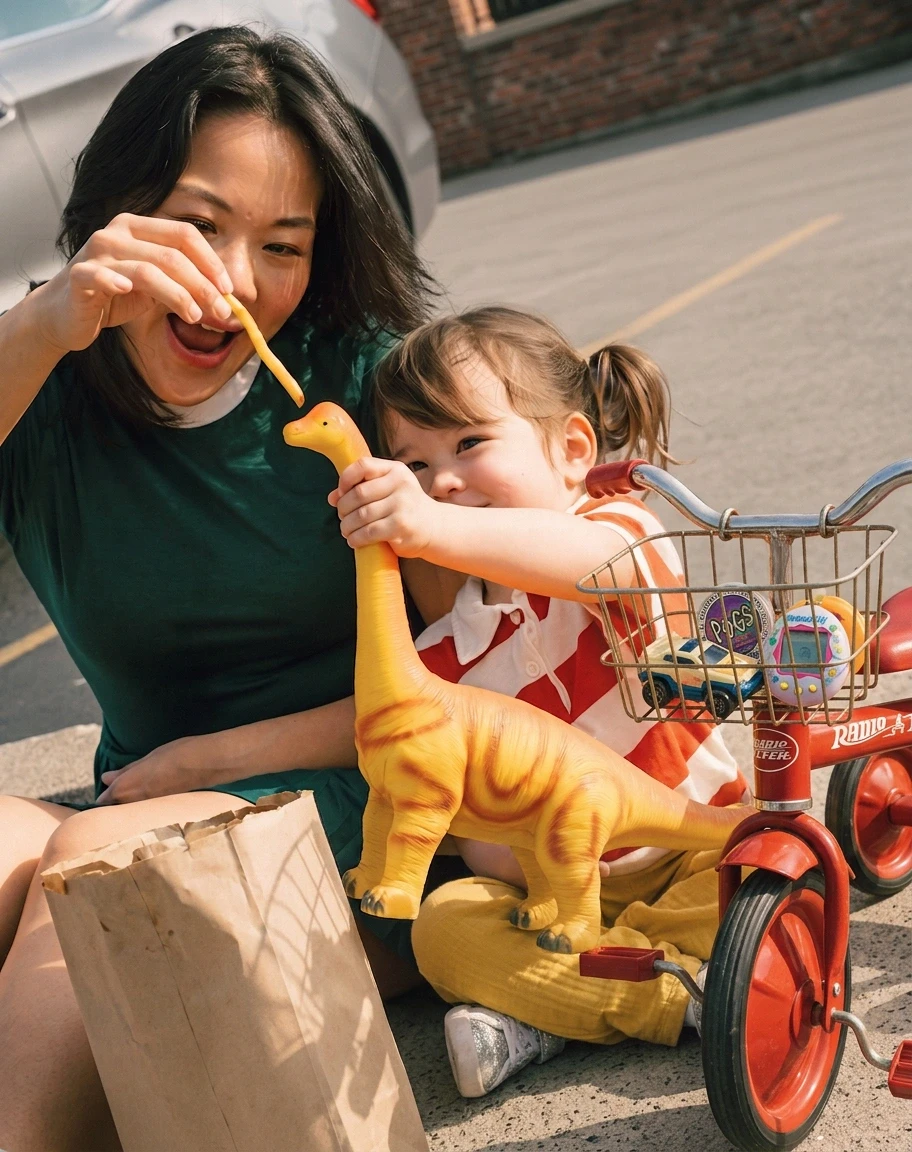 A mother with her child.