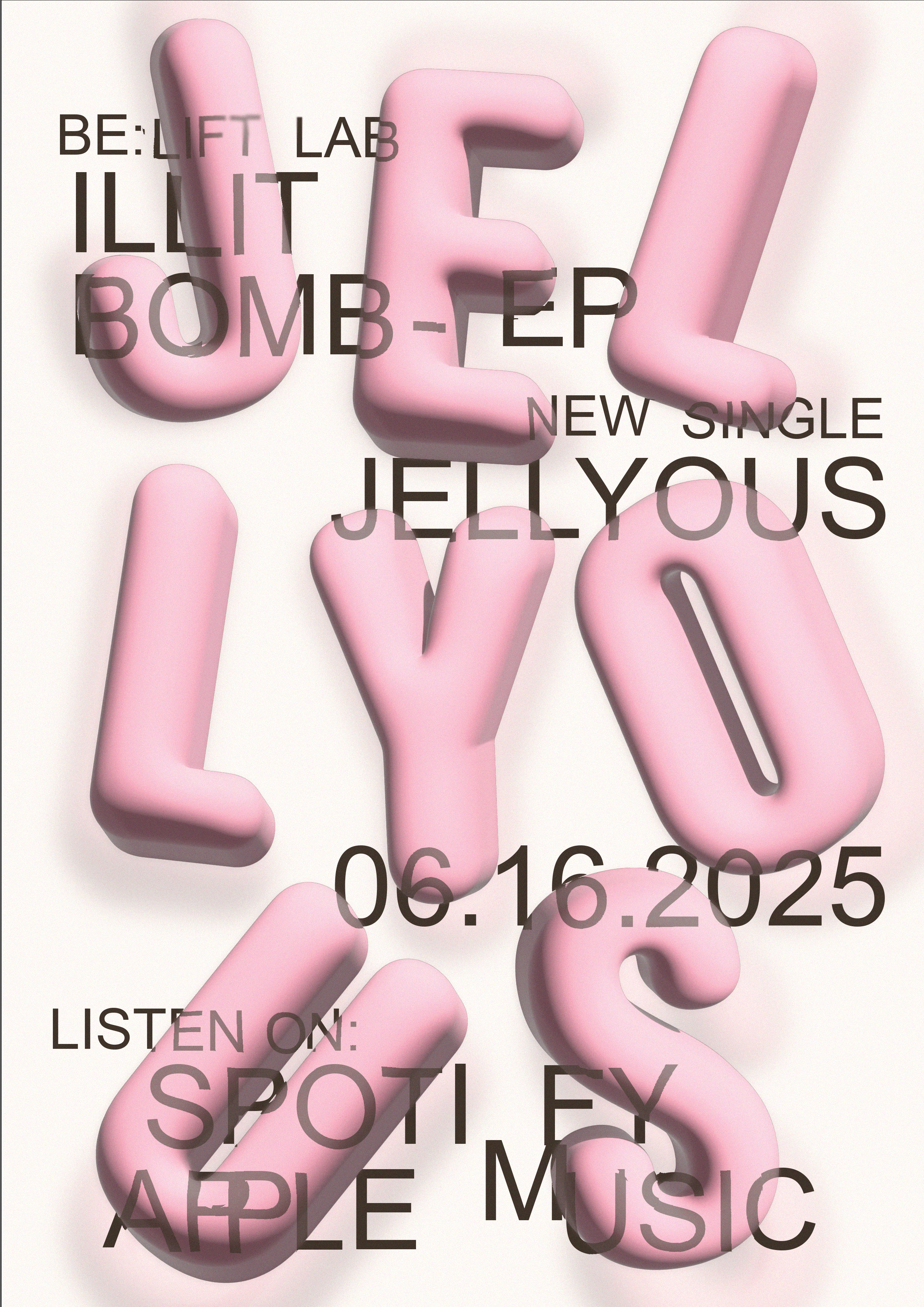 3D letters of "Jellyous" in pink
