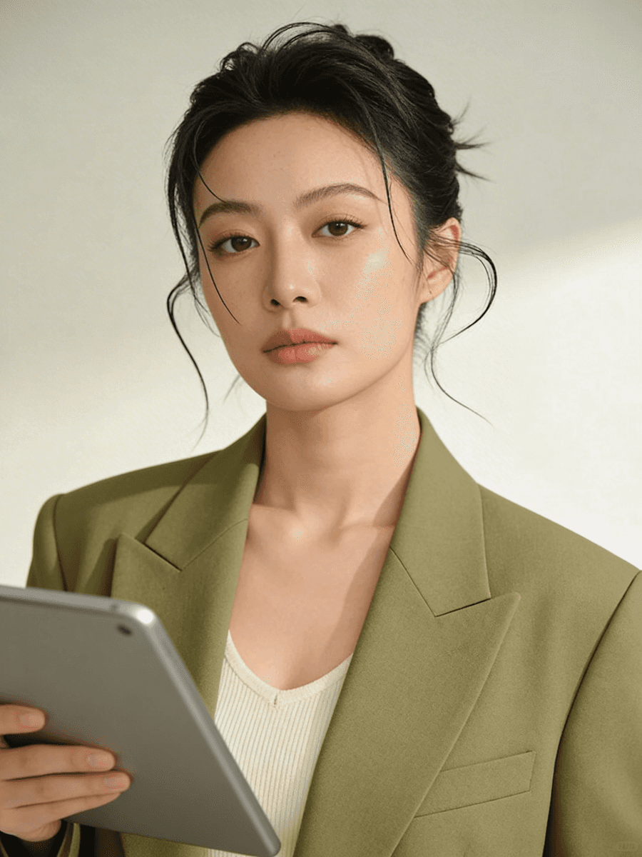 Tablet in a woman's hand image