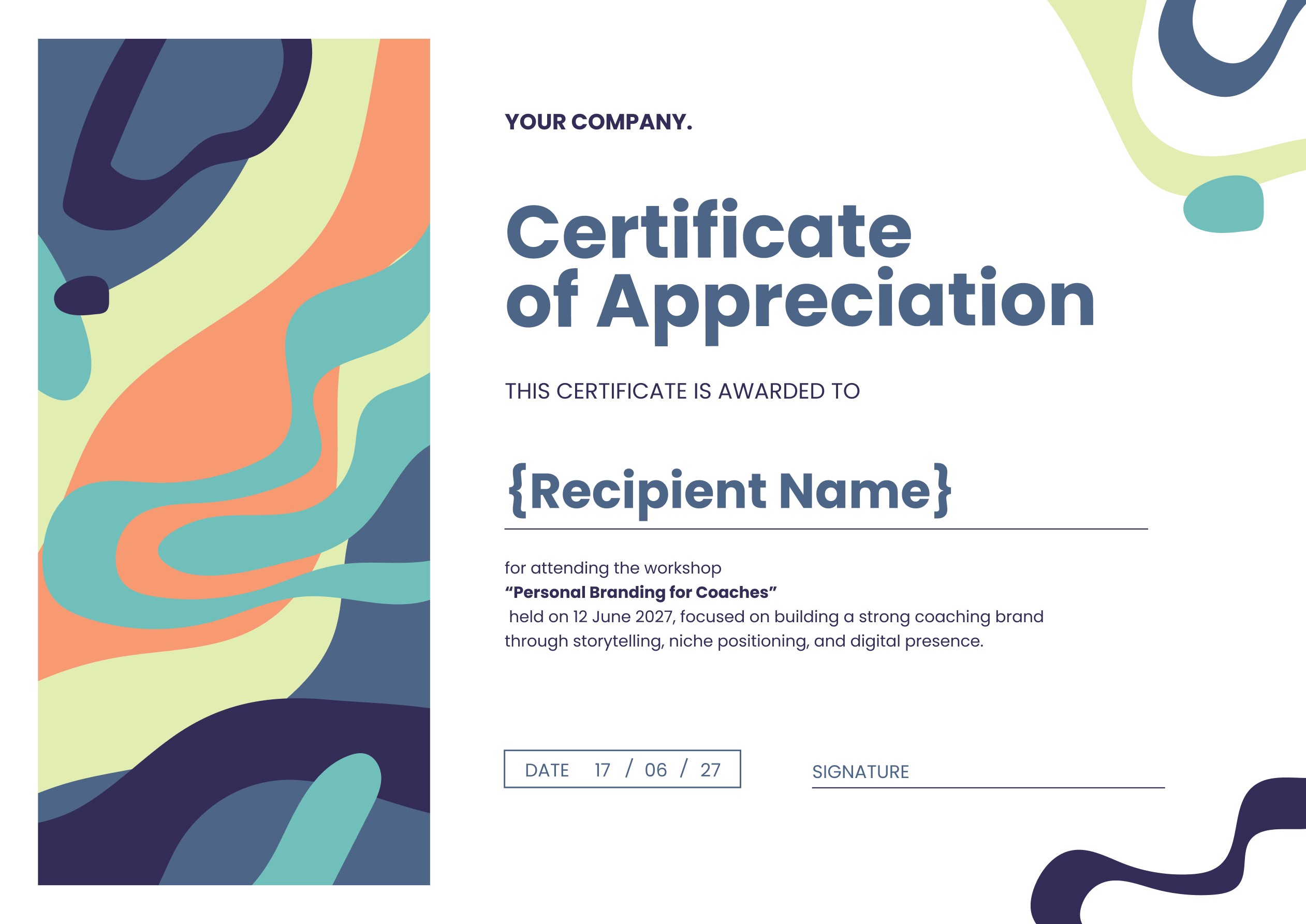 Wauld - Modern and elegant certificate of appreciation template