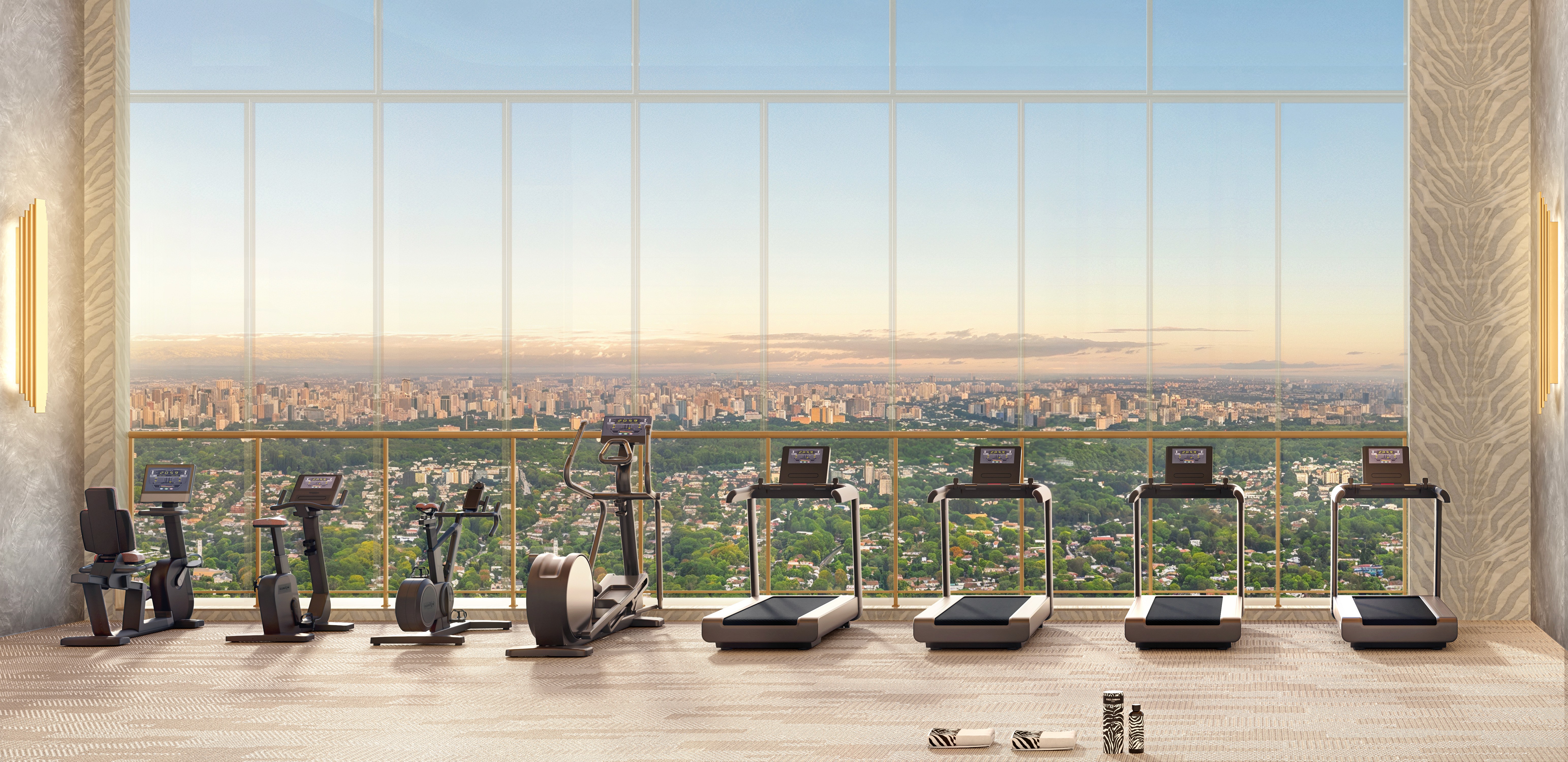 Curved modern skyscraper against a clear blue sky.