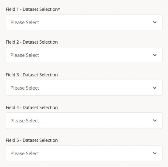 The previous UI for adding datasets to a request