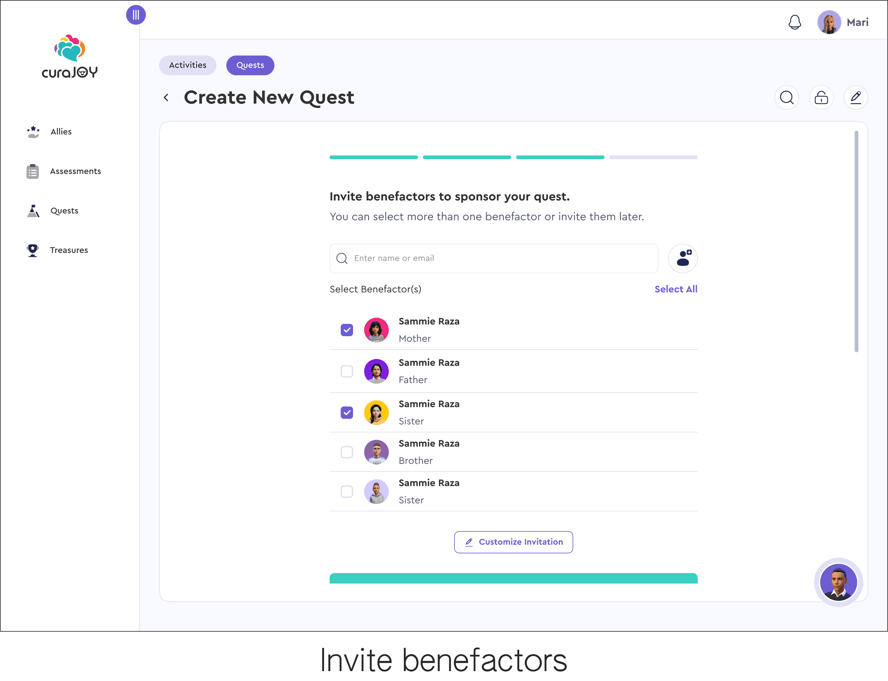 Iterations: Invite Benefactors