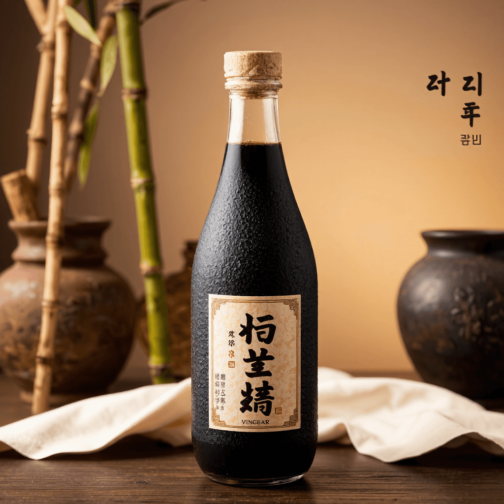 product photography of a bottle of traditional Korean vinegar