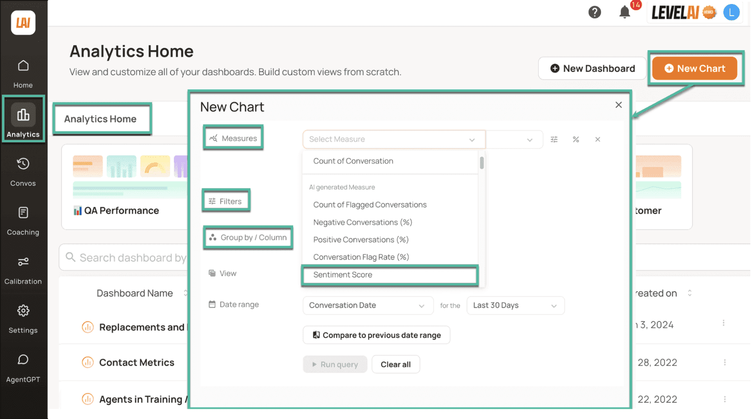 Analytics Home: New Chart