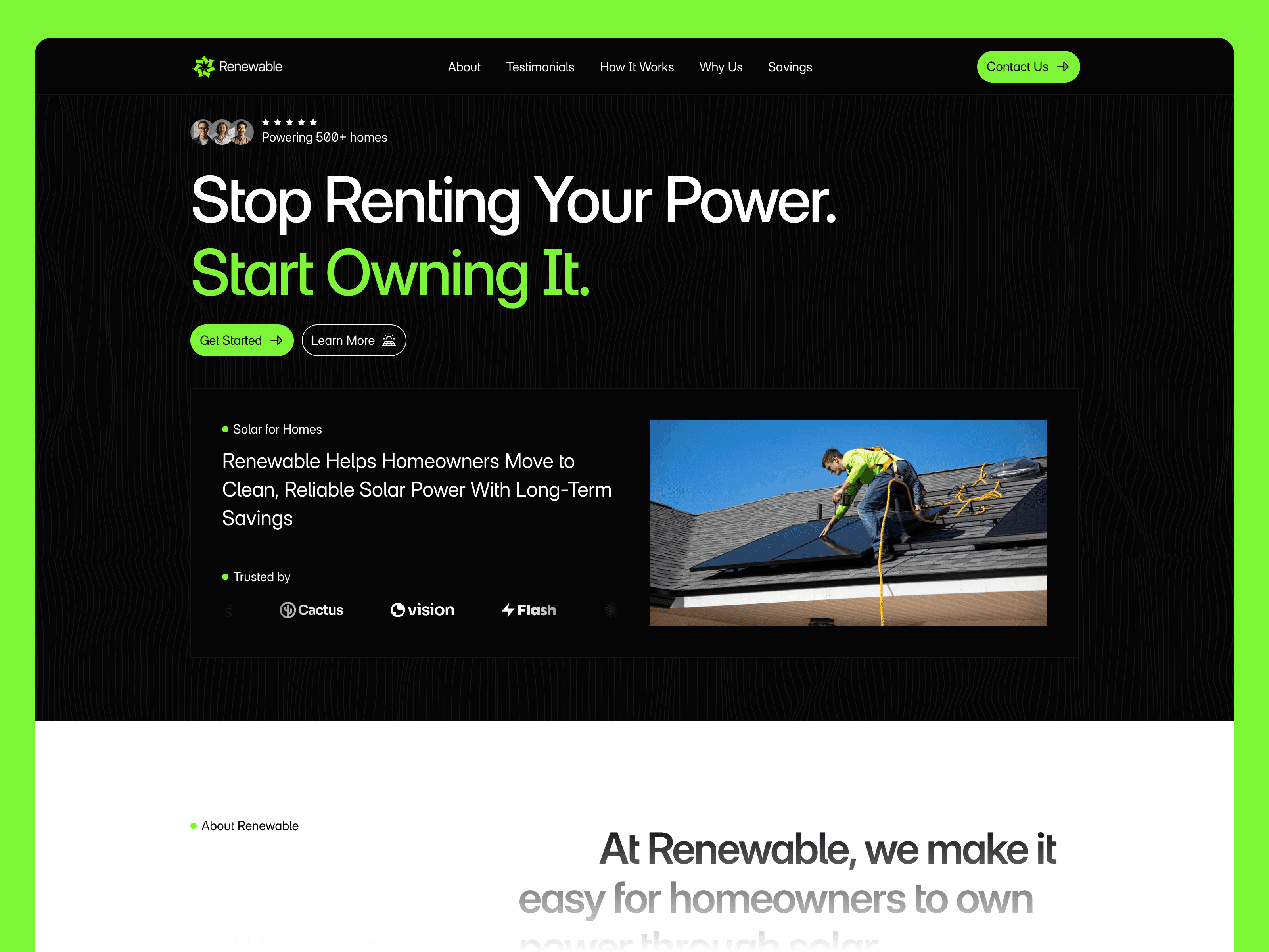 Renewable - Free Framer Template