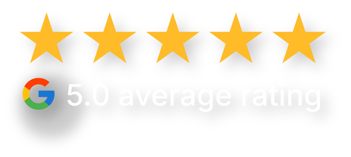 5.0 average rating from Google with 5 stars