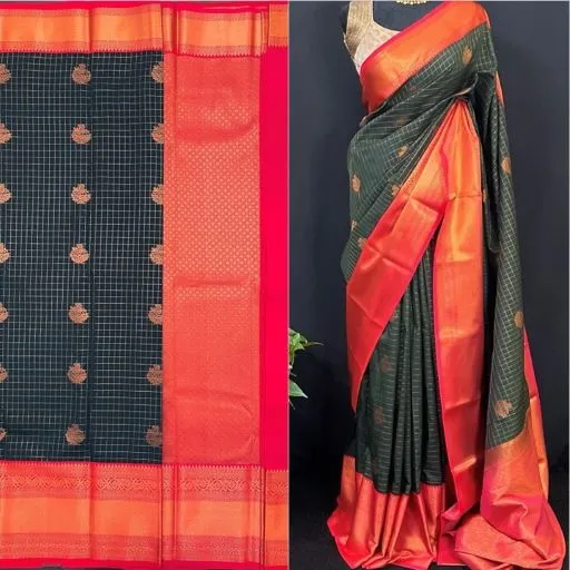 Dark Green Semi Kanchivaram Art Silk Saree