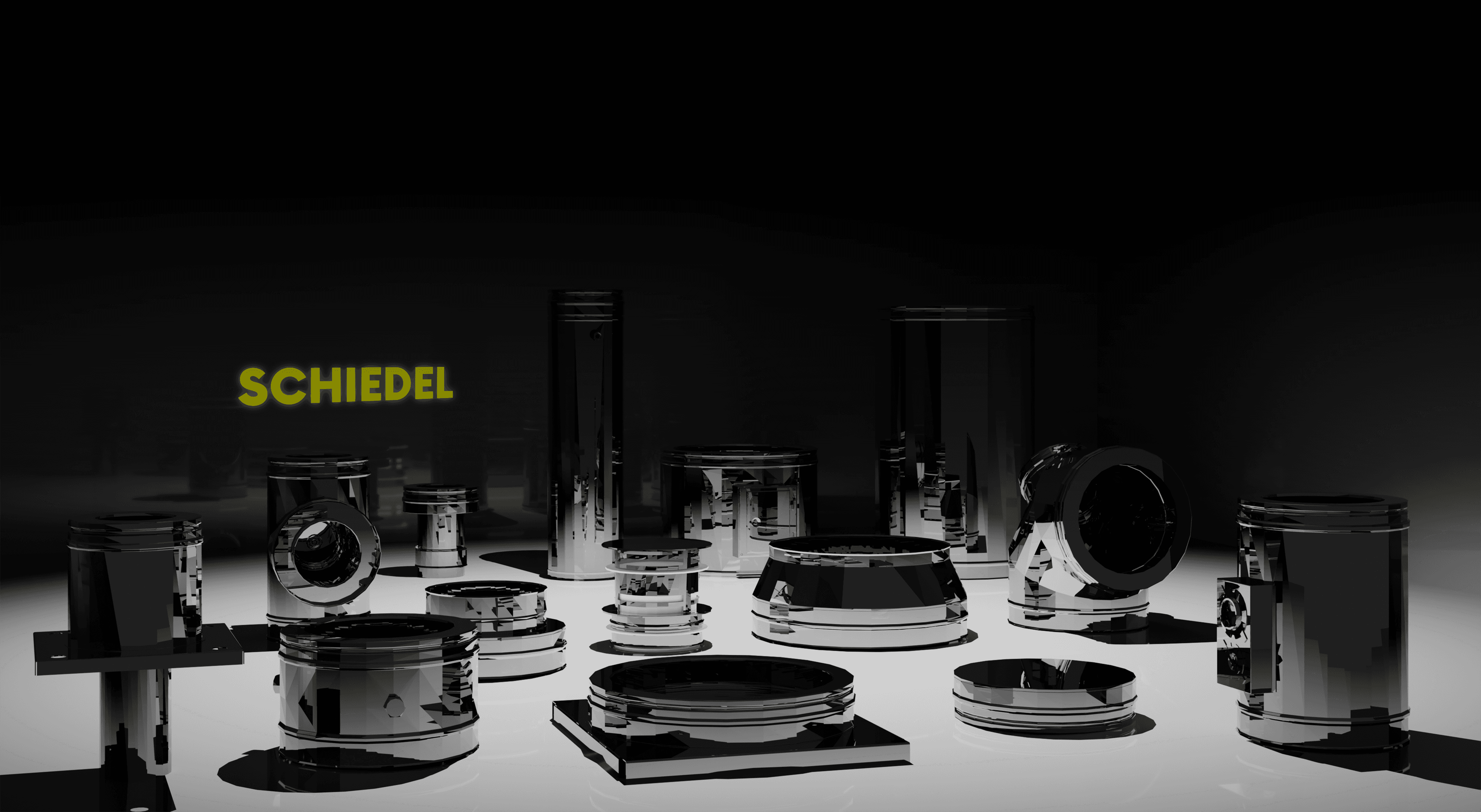 Studio photography of chimney parts