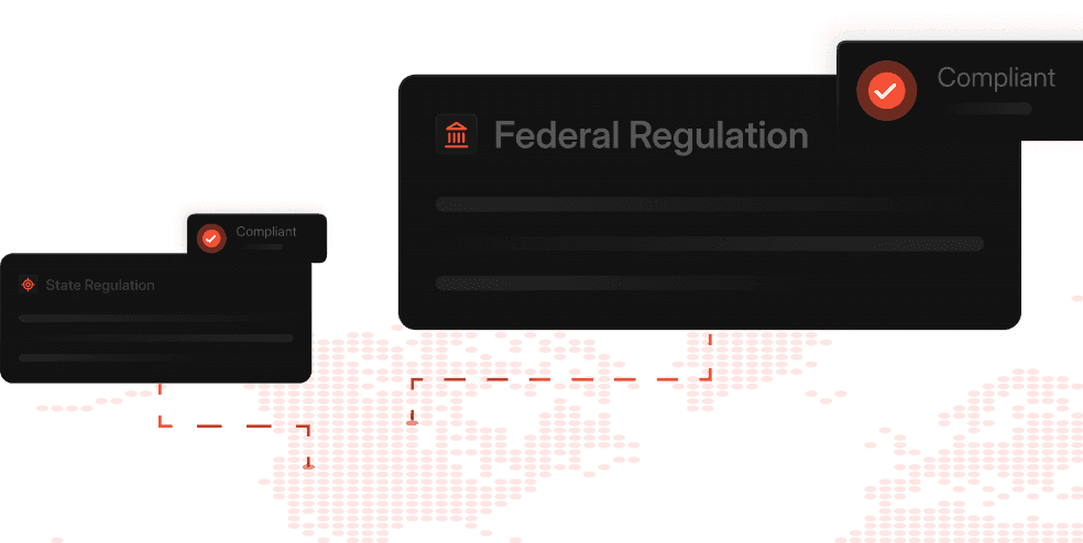 part of the map with some of the legal tabs opened for the safety compliance