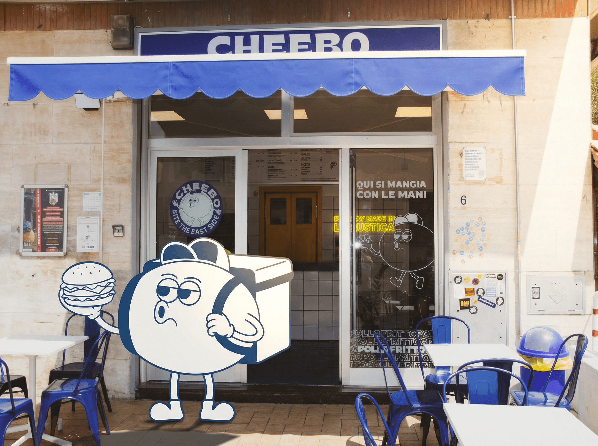 Mascot Cheebo Roma consegna i tuoi panini preferiti direttamente a casa tua