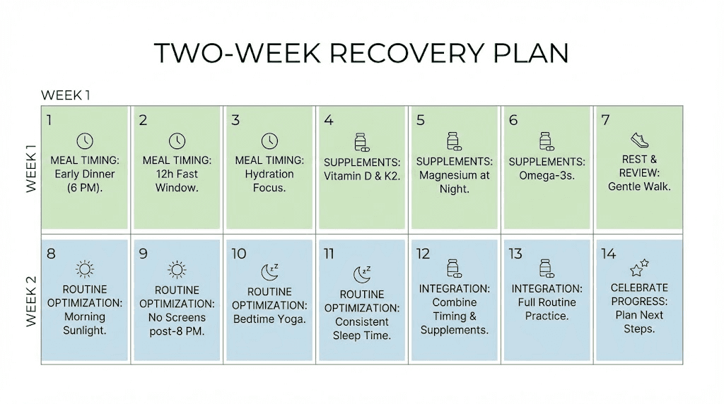 Two-week tirzepatide insomnia recovery plan calendar