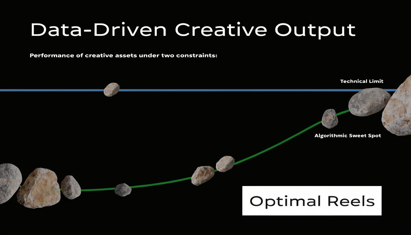 A diagram illustrating data-driven creative performance for optimal Instagram reels relative to technical limits and algorithmic sweet spots.