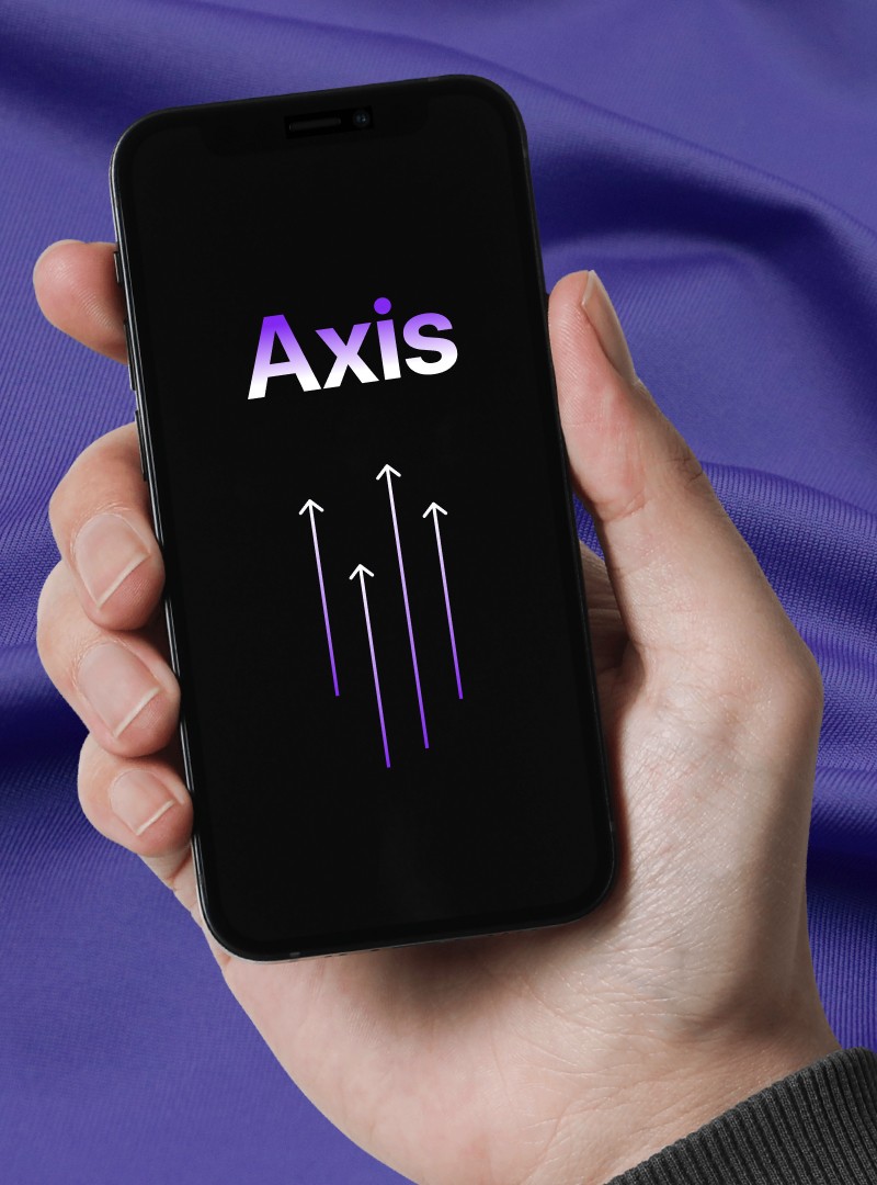 Smart treding app mobile interface with iPhone hand mockup
