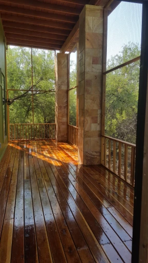 Covered wood patio deck on a Tucson home