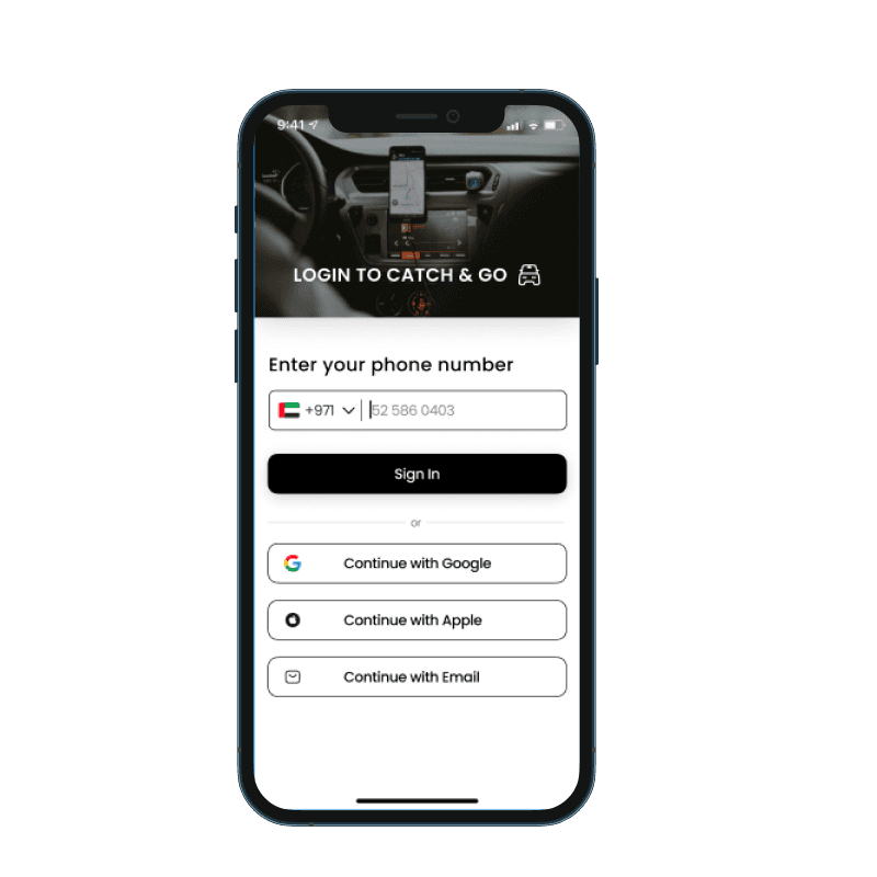 Catch & go drive arriving screen