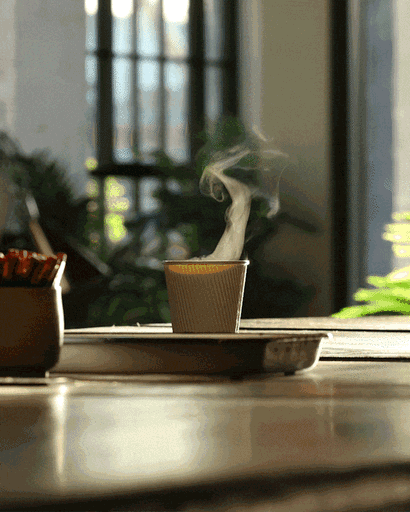 Steaming coffee cup at Switchyards