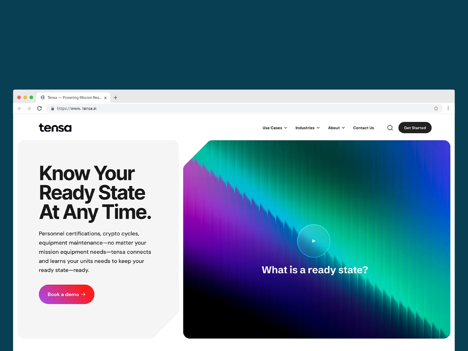 a website hero section example for Tensa