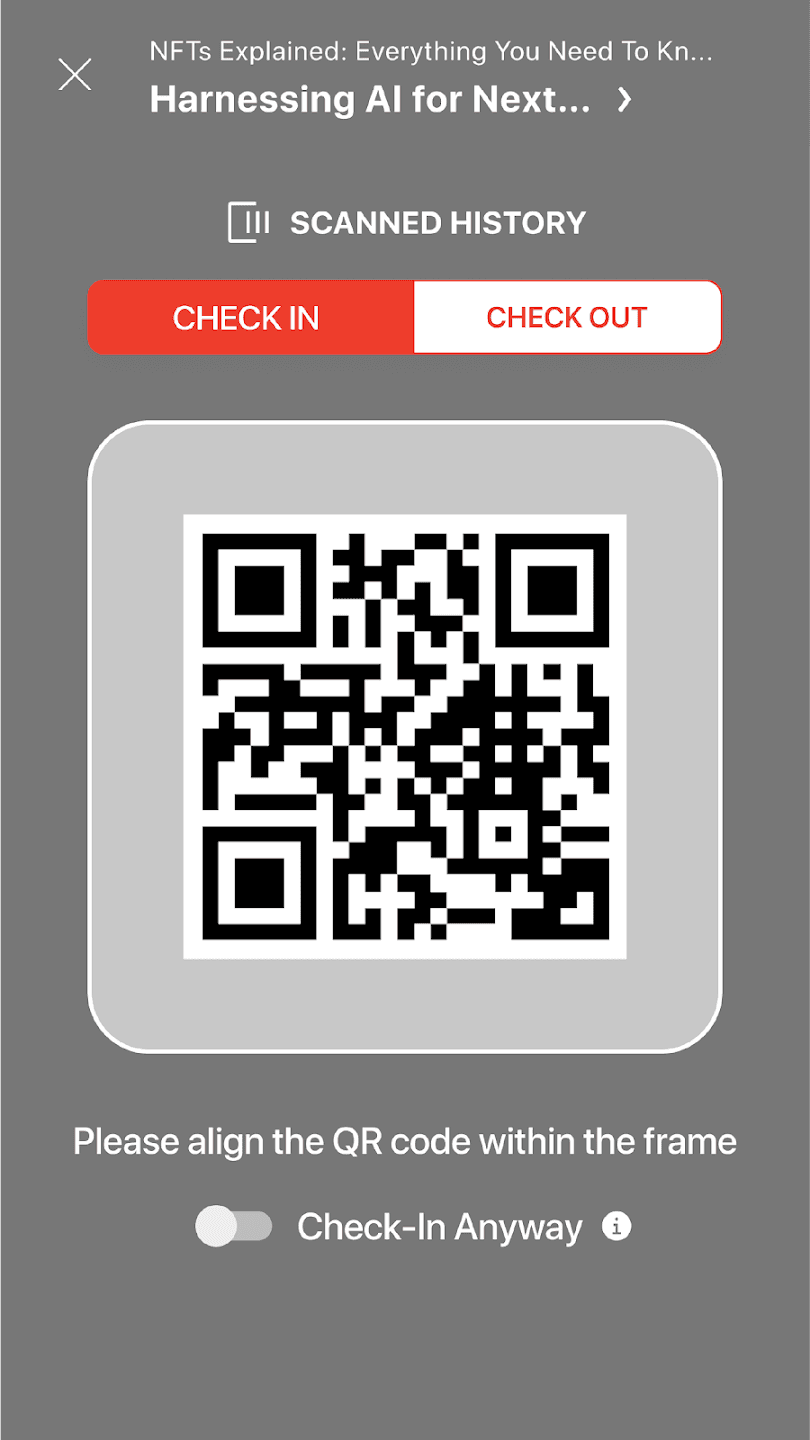 Event Check-in App Scan QR Code Screenshot