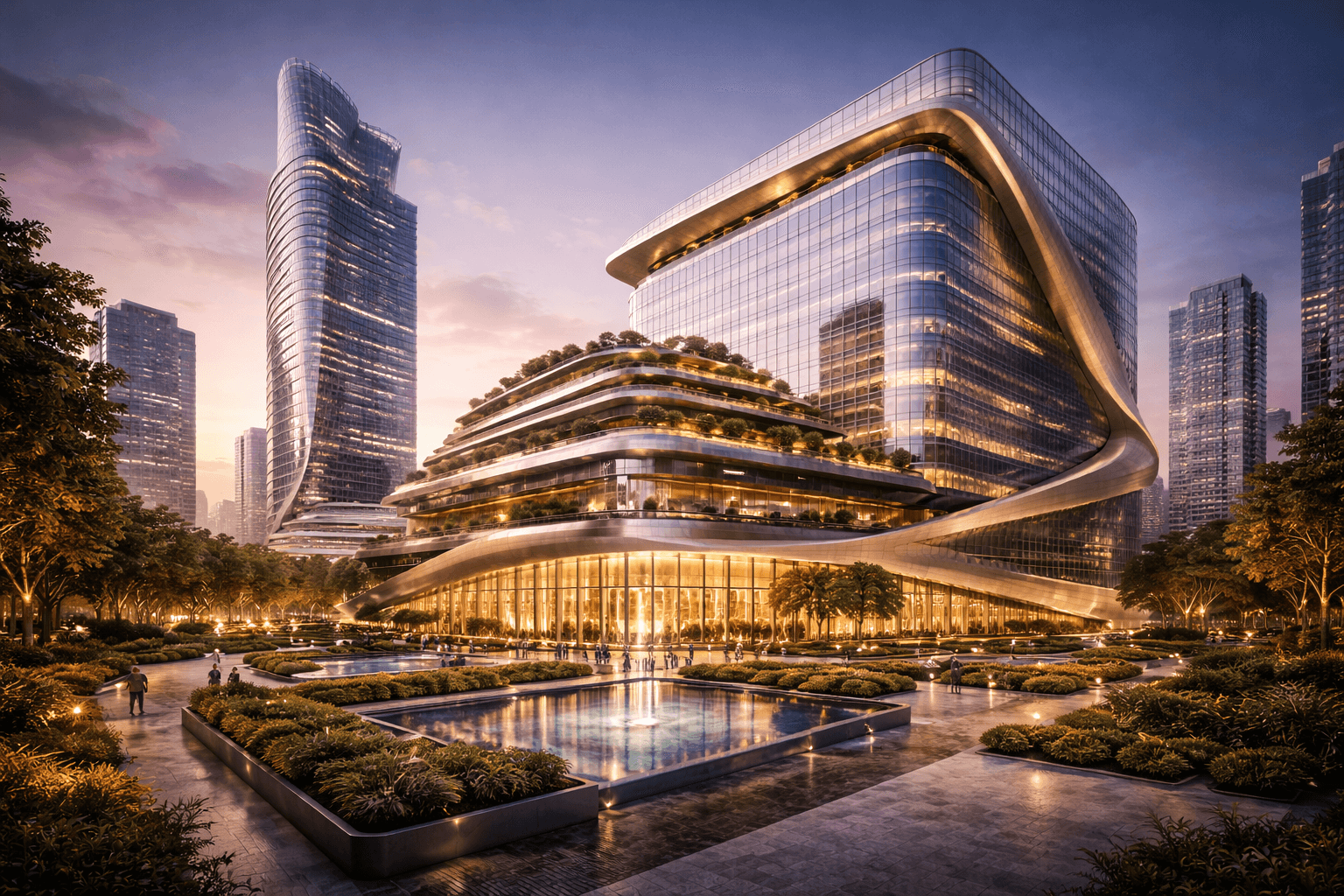 Contemporary commercial architecture by M3M in Sector 89A, Gurugram showcasing iconic design and premium appeal