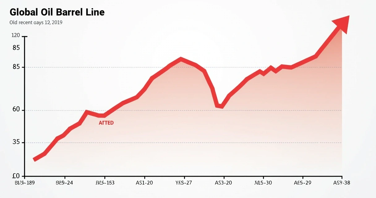 Gráfico mostrando queda recente no preço do barril de petróleo 